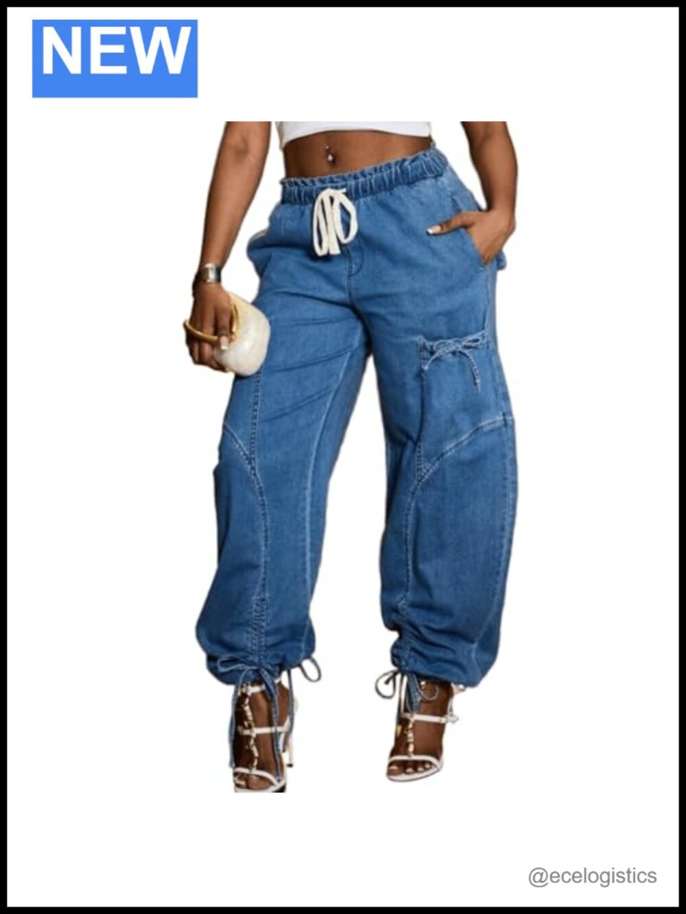 Women's Wide Leg Baggy Jeans Plus Size High Waisted Stretchy Denim Pants
